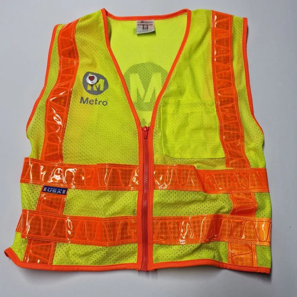 ML Kishigo LA Metro Safety Vest Medium High Vis Reflective Made in USA  w Pin L